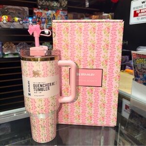 Stanley Pink Floral Quencher H2.0 Tumbler with Bow Straw